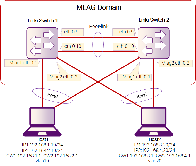 Рисунок 17-50: MLAG в качестве L3 шлюза (несколько IP на VLAN)