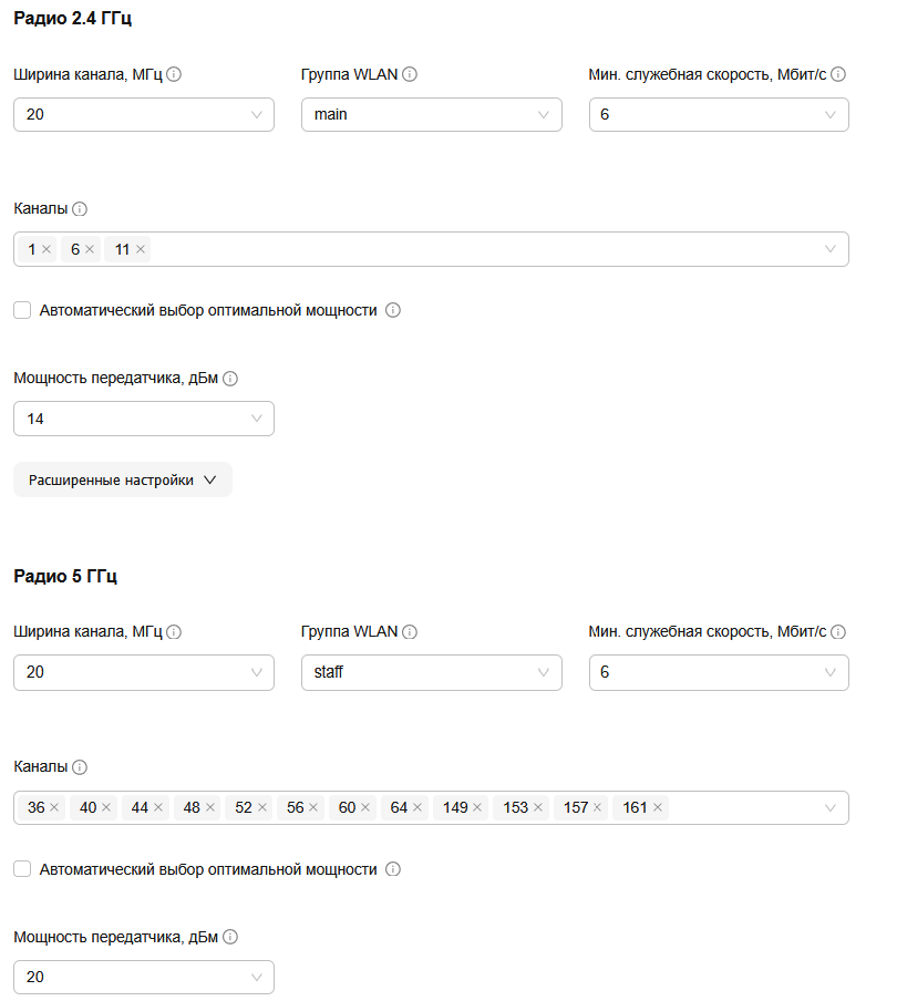 Изменение группы SSID